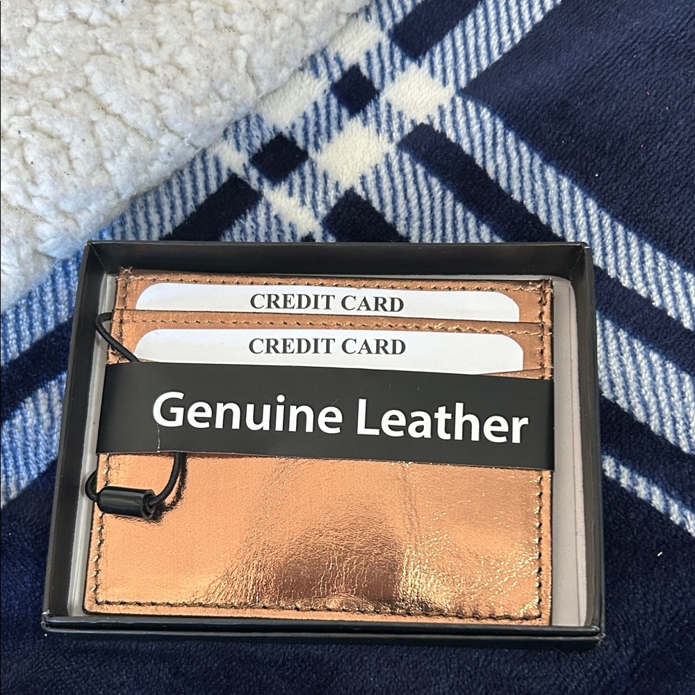 Genuine Leather Card Holder - Gold nwt